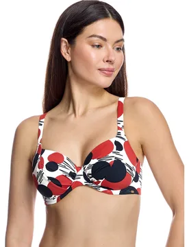 Top de bikini de mujer con aros y estampado geométrico abstracto - Ory - FashionsVida