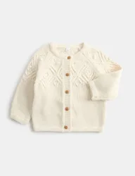 Pure Cotton Patterned Cardigan (0-3 Yrs) Cream Female