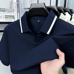 Men's Polo Shirts Tshirt Short Sleeve Contrast Color Design Casual Buttonless Summer Top Apparel