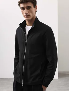 Cotton Rich Funnel Neck Zip Up Jacket Black male - Autograph - FashionsVida