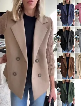Women's Lapel Button Blazers Cardigan Casual Wool Blend Patchwork Tweed Jacket Elegant Fashion Outerwear Business Work Coat - Aliexpress - FashionsVida