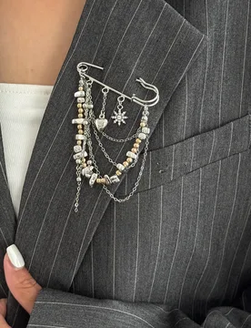 Hip Hop Pin Safety Pin Brooch Gold Silver Beaded Tassel Chain Heart Star Dangle Waist Buckle Jacket Sweater Unisex Jewelry - Aliexpress - FashionsVida