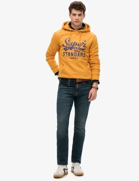 Superdry Men's Standard Script Kapuzenpullover Lockere Passform Gelb - Größe: L