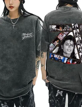 Washed Vintage King of Pop Michael Jackson Music Album Cover Graphic Print T-shirt Men Women Retro Gothic Rock Oversized T Shirt - Aliexpress - FashionsVida