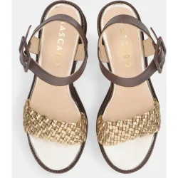 Sandalias de tacón Corfu de mujer en napa y napa entrelazada