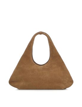 Borsa piegata in pelle scamosciata