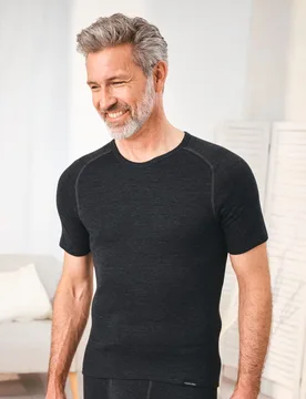 Baumwoll-Thermo Unterhemd - Anthrazit mel. - male - Size: 5(M) - Avena - FashionsVida