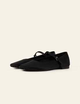 Eleganti Ballerine Mary Jane 19 Momme Seta Nera 41