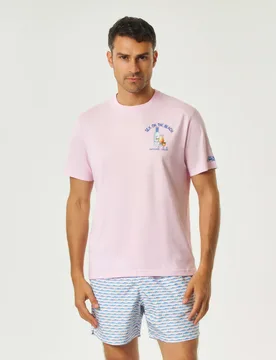 T-shirt rosa mezza manica con ricamo Sex on the beach social club sul petto - MC2 SAINT BARTH - FashionsVida