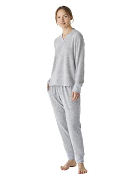 Jjb5 Womens Soft Knit V-Neck Long Sleeve Pajamas - Grey - Size X-Large - J&J Brothers - FashionsVida