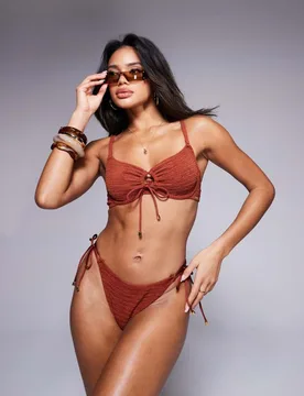 Womens Amalfi Stripe Texture Balcontte Underwire Bikini Top In Rust - Orange - Size 30c - Boux Avenue - FashionsVida
