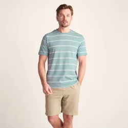 Morar Mens 100% Cotton Supersoft T-Shirt - Summer Sky Stripe - Blue - Size Large