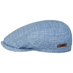 Driver Barista Linen Flat Cap by - light blue - Size: M (56-57 cm)