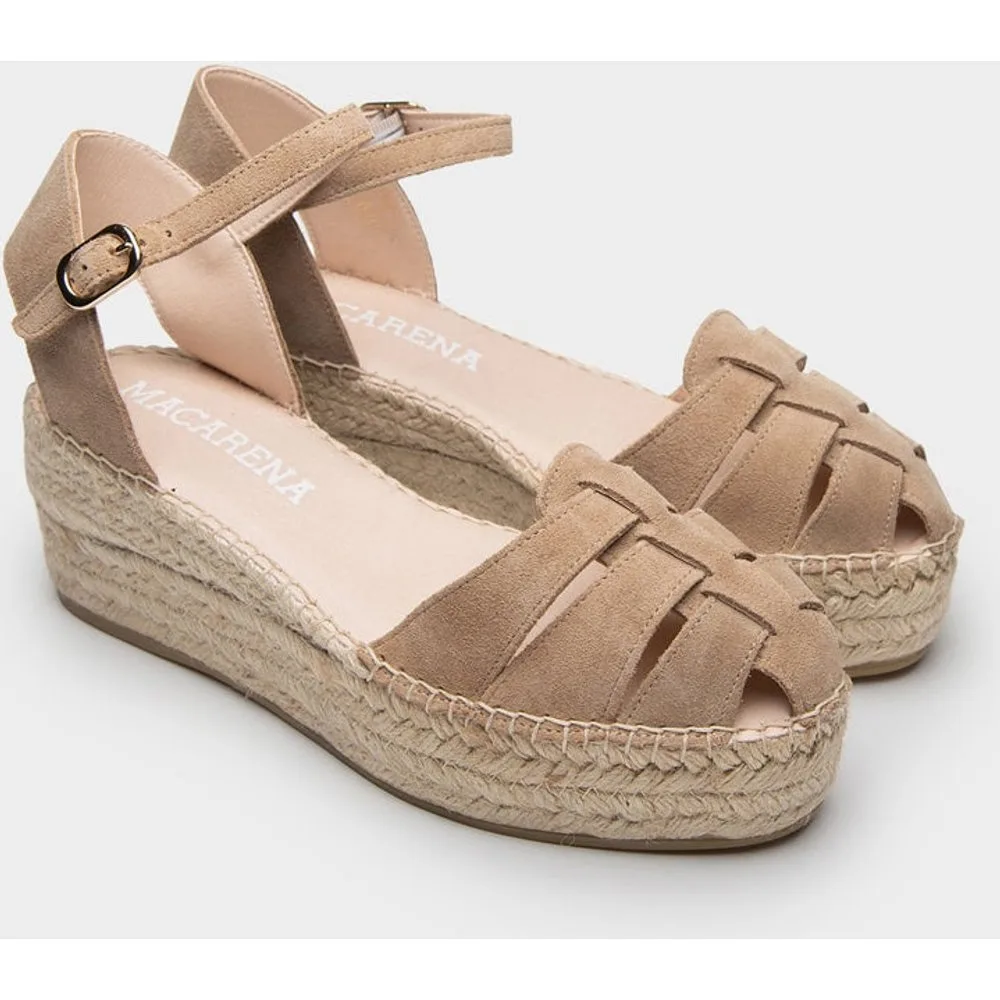 Alpargatas de plataforma con cuña en serraje - Macarena - FashionsVida