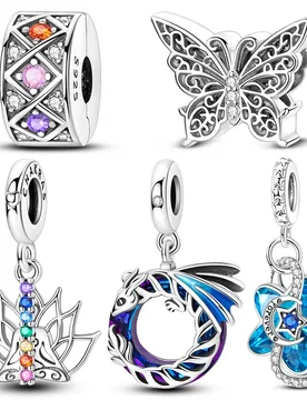 Sterling Silver Art Floral Butterfly Beaded Pendant for Pan Original Bracelet DIY Birthday Jewelry Gift - Aliexpress - FashionsVida