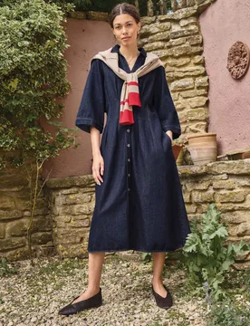 Denim Midi Shirt Dress Dark Blue Denim female - White stuff - FashionsVida