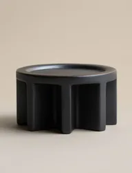 Ridged Pillar Candle Holder Anthracite