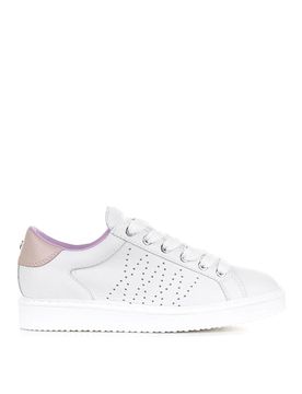 Sneaker Bianca In Pelle E Tallone Rosa