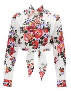 Flower Bouquet-print Cotton Shirt