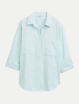 Bluse mit Brusttaschen Blau 38