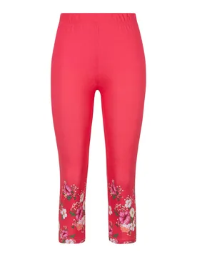 Capri-Leggings „Blütenzauber“ S rot - wedolina - FashionsVida