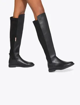 Faux Suede Flat Knee High Boots Black female - Kurt geiger - FashionsVida