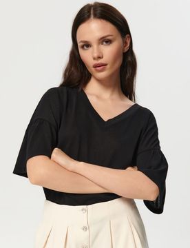 Sinsay - Blusa con volant - nero