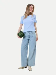 T-Shirt mit verspieltem Saumabschluss Lune Blau XL