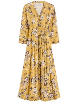 V-Neck Floral Print Dress with Belt and Pockets - SS26