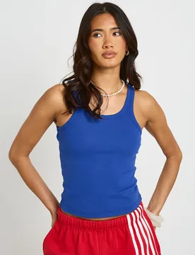 Womens Scoop Neck Vest - Blue Cotton - Size 8 Uk - Boohoo - FashionsVida