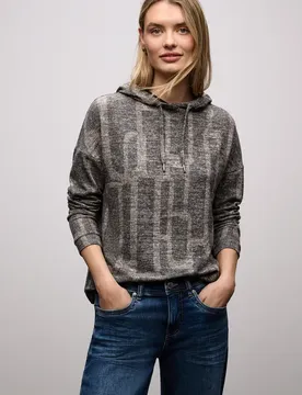 Gemusterter Hoodie Shirt female Braun