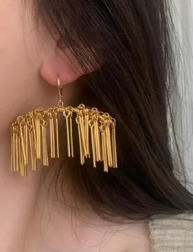 Brass Chunk Tassel Drop Earrings Women Jewelry Punk Party T Show Gown Runway Korean Japan INS - Aliexpress - FashionsVida