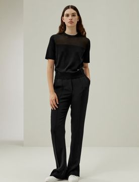 Maglietta in Seta Doppia Maglia Nera XS - Elegante e Traspirante