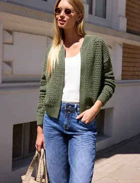 Street One Cardigan mit Rundhals und Zipper female Grün - Street One Studio - FashionsVida