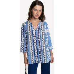 Blusa de mujer de voile de algodón estampado