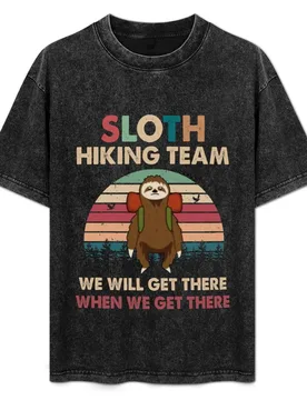 Sloth Hiking Team Vintage T-Shirt Large Size Breathable Tee - Aliexpress - FashionsVida
