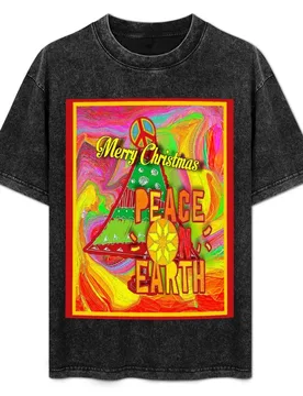 Peace on Earth. Merry Christmas. Shades of red. T-Shirt Basic Short Sleeve T-Shirt for Men - Aliexpress - FashionsVida
