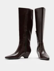 Wedge Knee High Boots Wine female