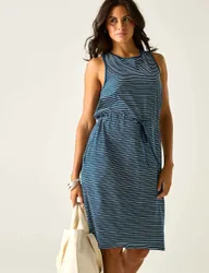 Amorie Cotton Rich Striped Waisted Dress Navy Mix female