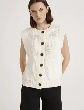 Janette Round Neck Sweater Vest - Off White - Size: 16 - Finery London - FashionsVida