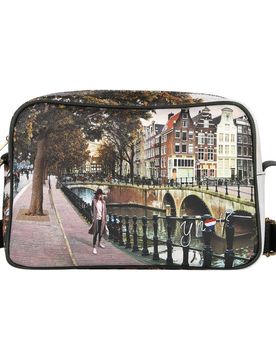 Camera bag media tracolla con zip tasche interne ed esterne verde