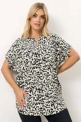 Women's Abstract Notch Neck Top Size: 22-24 - Multicolor - Size: 22-24
