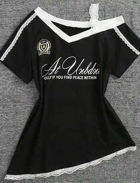 Camiseta de tela de gofre con cuello cuadrado, volante en la cintura y rayas elegante para adolescentes, para uso casual, de oficina, al aire libre o - Shein - FashionsVida