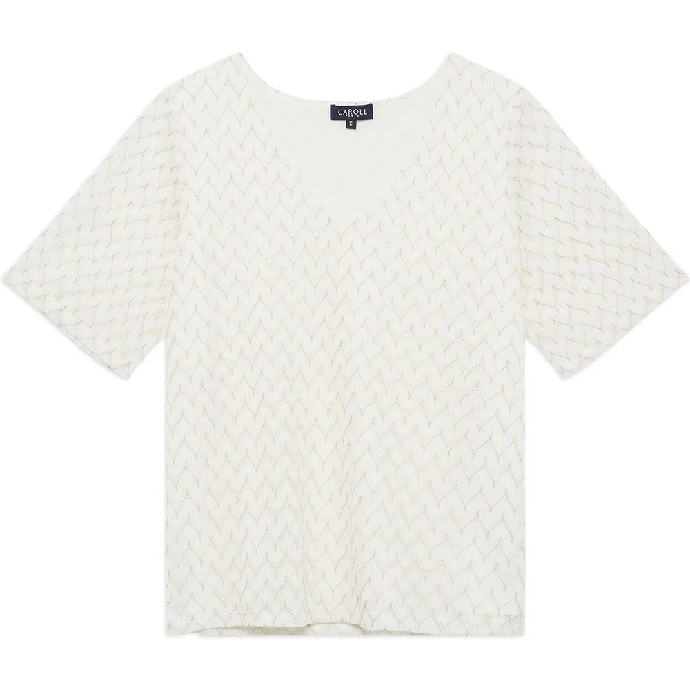 Camiseta de mujer con manga corta y efecto calado - Caroll - FashionsVida