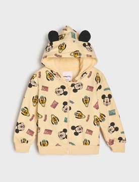 Top da jogging con zip e cappuccio Mickey Mouse - beige