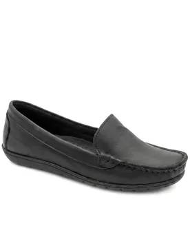 Women's Premium Leather Moccasins in Black Size: 5 - Black - Size: 5 - Pavers - FashionsVida