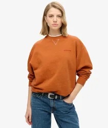 Superdry Damen Überfärbtes Essential Sweatshirt mit Logo Orange - Größe: 36