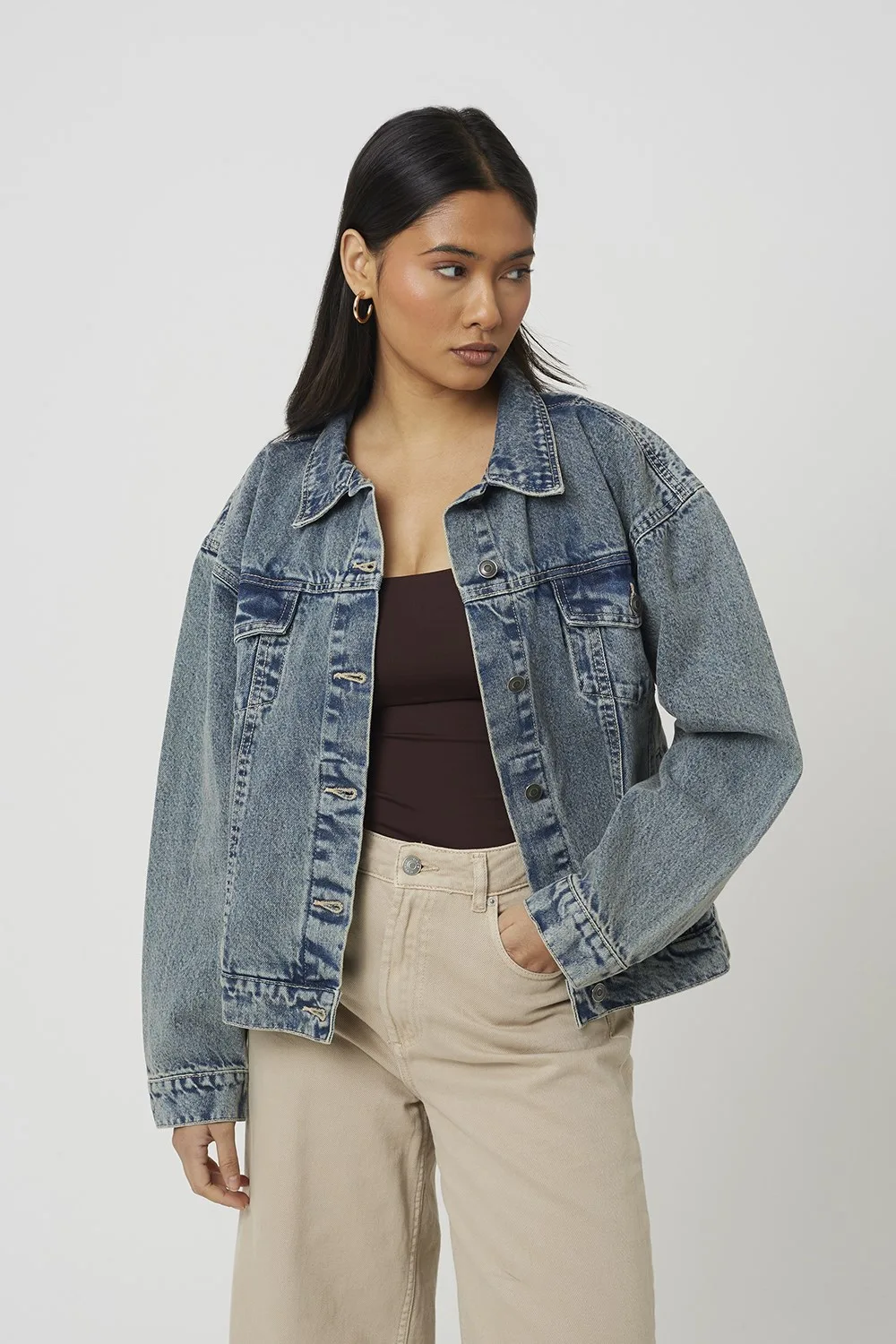 Oversized Womens Denim Jacket - - Size: 14 - Brave soul - FashionsVida