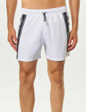 Boxer mare bianco con bande porta logo e tasche a zip - Emporio armani - FashionsVida