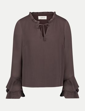 Bluse mit Volantärmel Braun 40